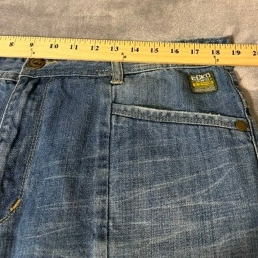 Ecko Unltd Mens Baggy Denim Shorts Blue Medium Wash Y2K Streetwear Size 36 Vtg